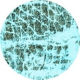 thumbnail image 1 of Ahgly Company Indoor Round Abstract Light Blue Modern Area Rugs, 5' Round, 1 of 4