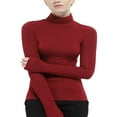 thumbnail image 1 of Hauts de Base Chauds en Modal pour Femmes Coupe Ajustée Col Roulé Simulé Manches Longues Couches de Base Chandails Thermiques, 1 of 9