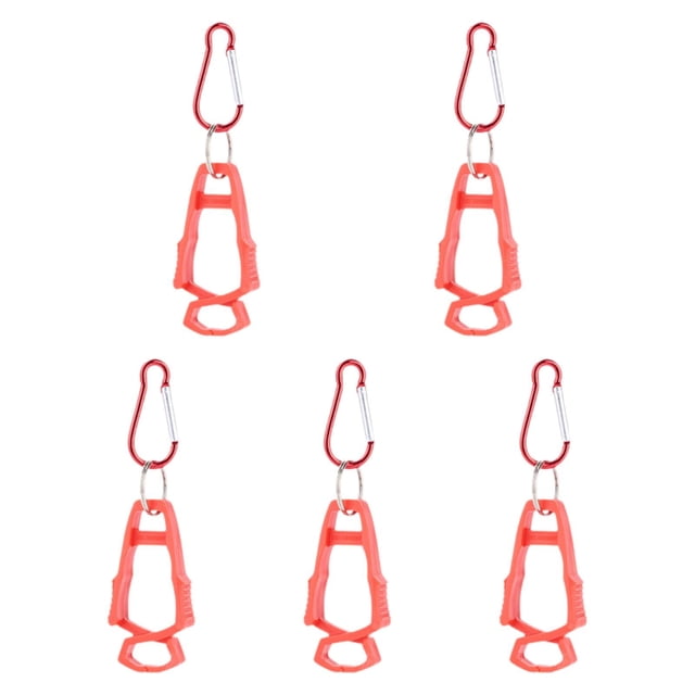 Clip para guantes de exterior de 5 piezas, clip anticaída para exteriores, soporte para clip para guantes de aleación de aluminio, clip antipérdida Rojo
