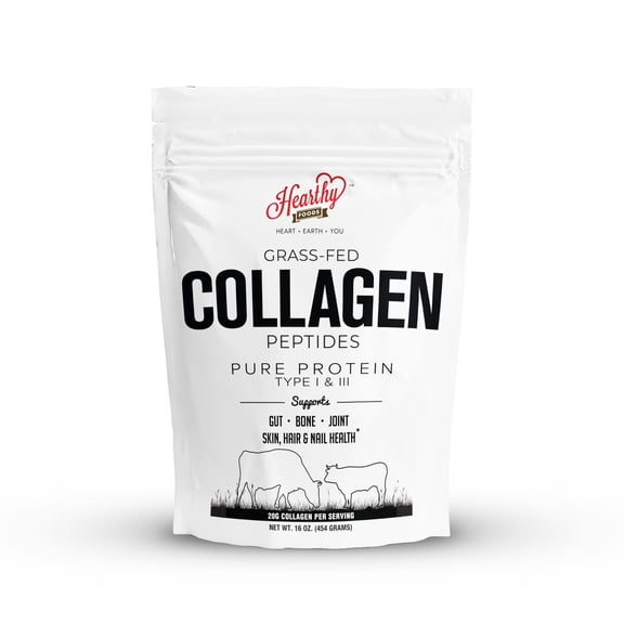 Collagen Peptides Powder 16 Oz Grass-Fed Type I and Type III |Collagen for Women Hair, Skin and Nails | Unflavored Collagen Powder