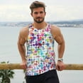 thumbnail image 6 of Logiee Colorful Watercolor Dots Print Men's Workout Tank Top,Quick Dry Workout Tank Top,Gym Muscle Tee,Fitness Bodybuilding Sleeveless T Shirt-4X-Large, 6 of 7