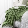 thumbnail image 5 of Battilo Green Throw Blanket for Couch, Decorative Blanket for Bedroom, Soft Warm Throw with Tassels, 50"x60", 5 of 7
