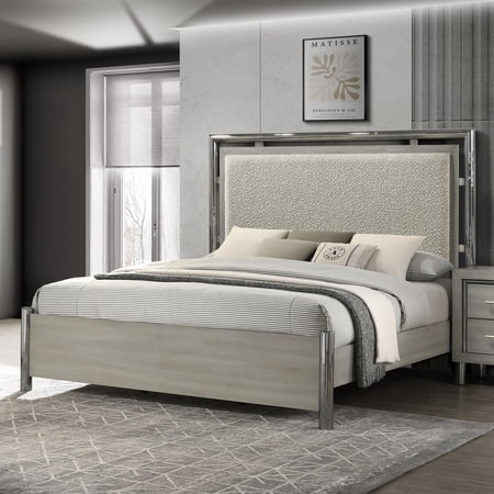 New Classic Furniture Lennox Wood California King Size Panel Bed in Gray New Classic Furniture Lennox Wood California King Size Panel Bed in Gray