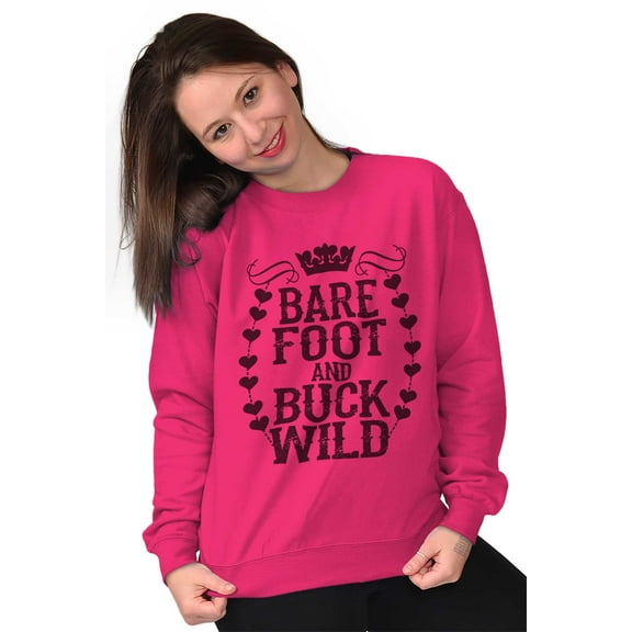 Barefoot and Buck Wild Country Love Women Crewneck Sweatshirt Brisco Brands S
