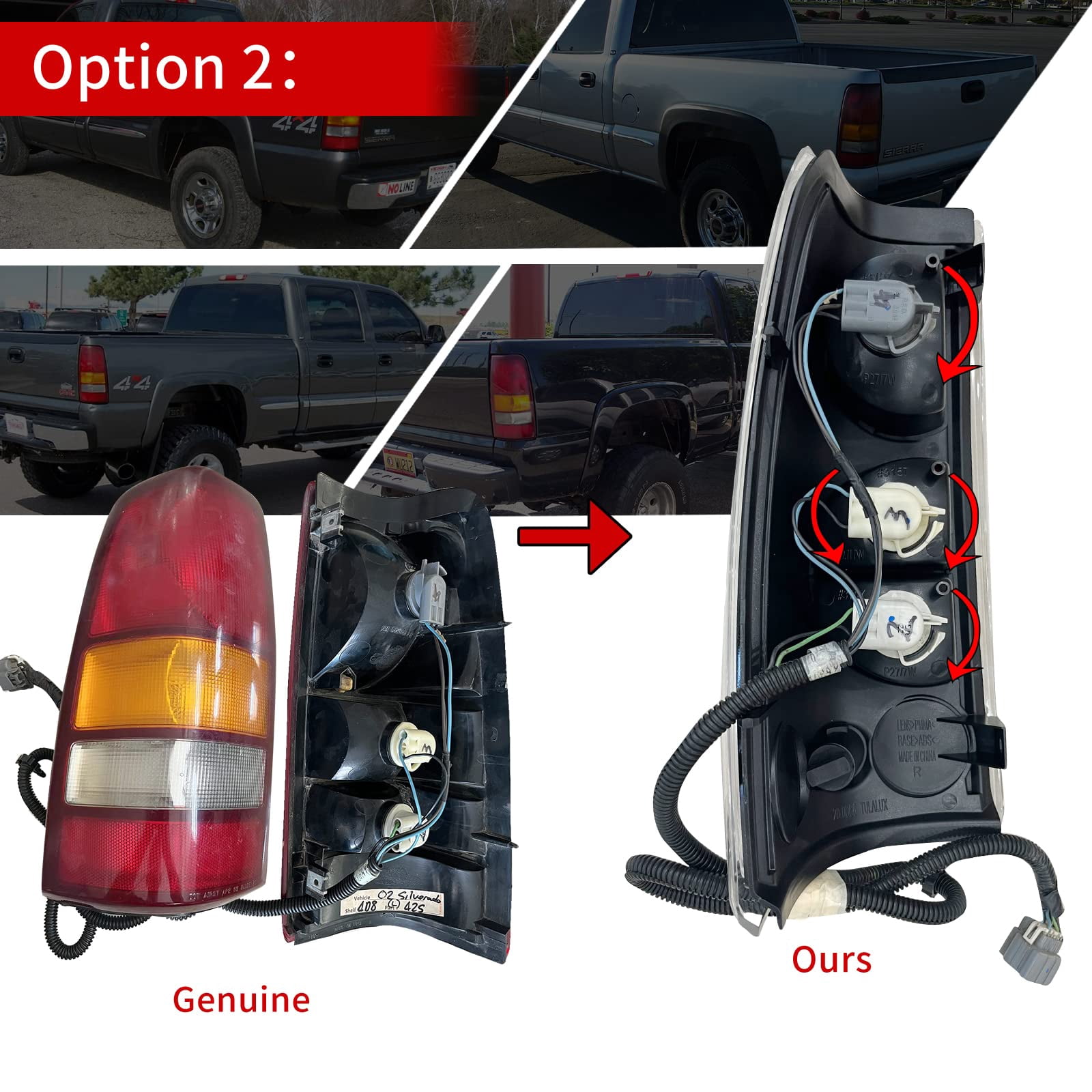 Chrome Tail Lights Rear Lamps Compatible With 1999-2007 Chevy Silverado GMC Sierra 1500 2500 3500 ;Pair;NO Bulbs; Smoke Lens
