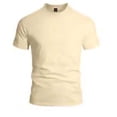 thumbnail image 6 of SGFCWSX Mens Short Sleeve T-Shirts, Solid Color Mock Neck Basic Casual Daily Tee for Men Beige Size L, 6 of 6