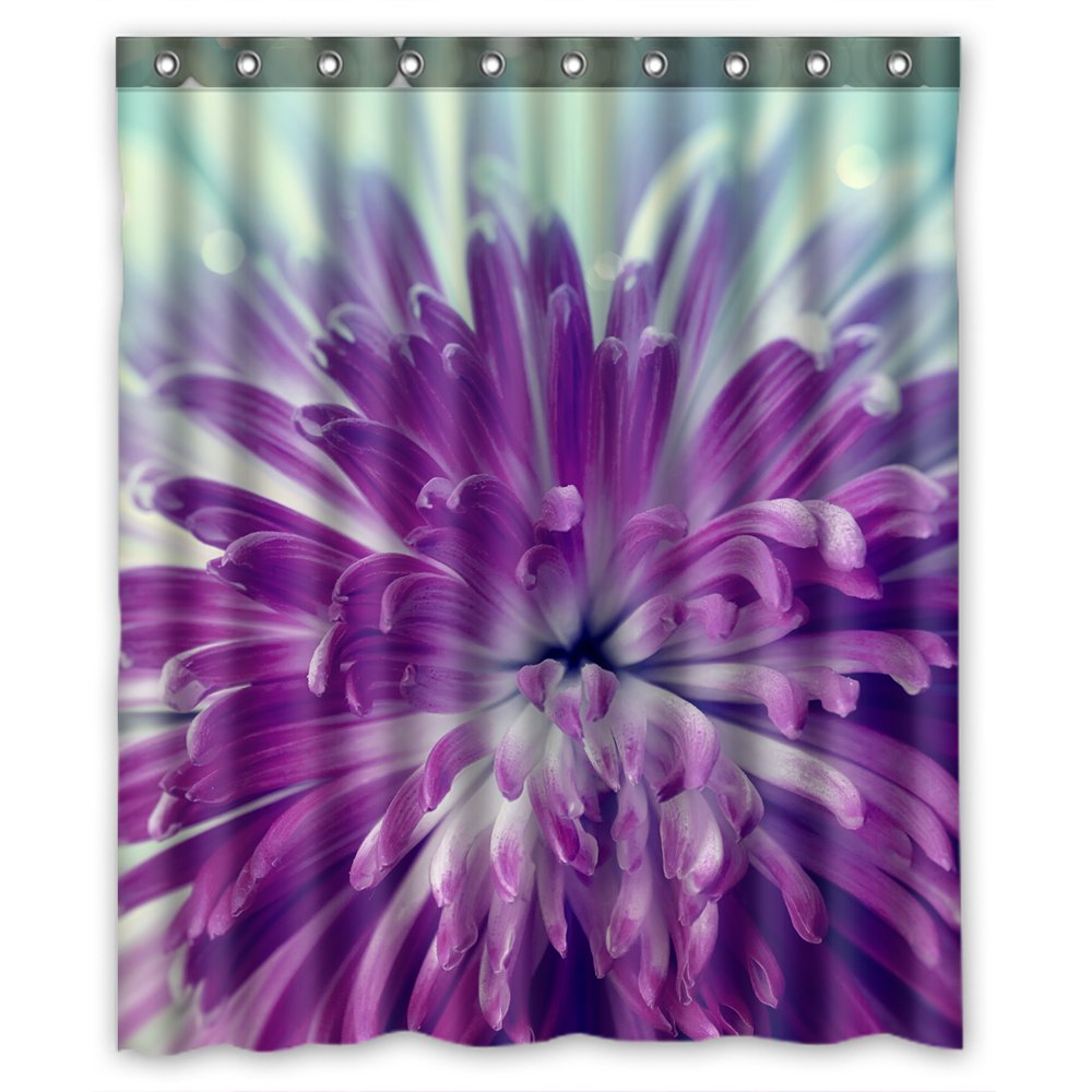 YKCG Big Blooming Flower Purple Violet Flower Shower Curtain Waterproof