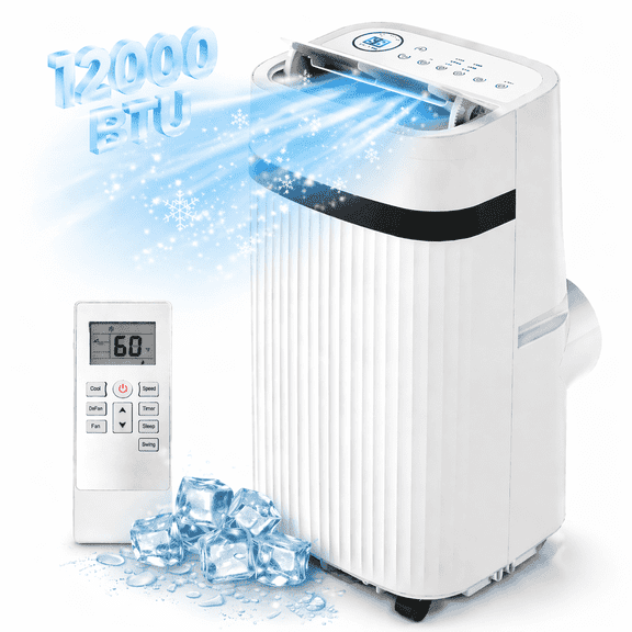 12000 BTU Portable Air Conditioner, Portable AC Unit up to 550 Sq.Ft, 4-in-1 Air Conditioner for Home with Sleep Modes, Remote Control