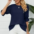 thumbnail image 5 of cfhntfmh Fall Fashion Shirts for Women Fashion Puff Half Sleeve Smocked Tunic Tops Soft Chiffon Ruffle Dressy Casual T-Shirts, 5 of 7
