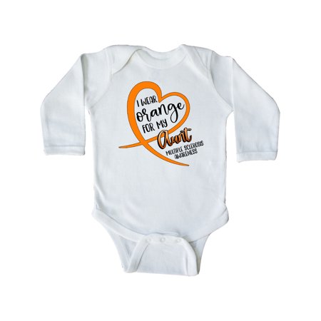 

Inktastic I Wear Orange for my Aunt Multiple Sclerosis Awareness Gift Baby Boy or Baby Girl Long Sleeve Bodysuit
