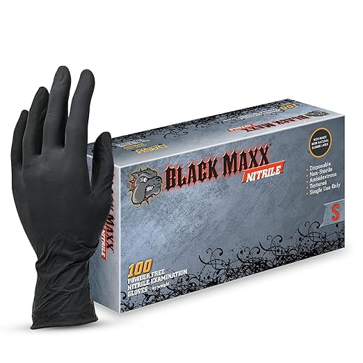 DASH Black Maxx Nitrile Disposable Exam Grade Disposable Gloves, Black, 5 mil, 100/Box, Small