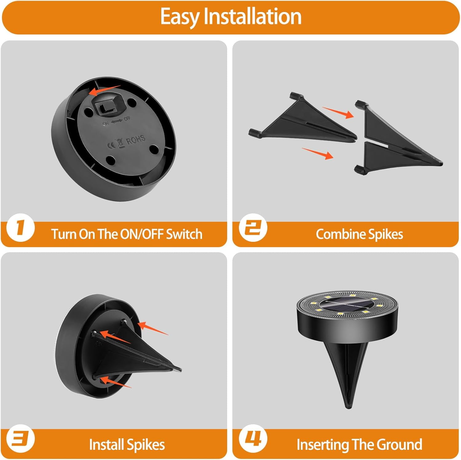 BN-LINK Solar Ground Lights, Waterproof Solar Garden Lights, Outdoor Garden Waterproof Lights, Landscape Lights for Outside Patio Pathway Yard Lawn Driveway Deck Step Walkway(12 Pack Warm Light)