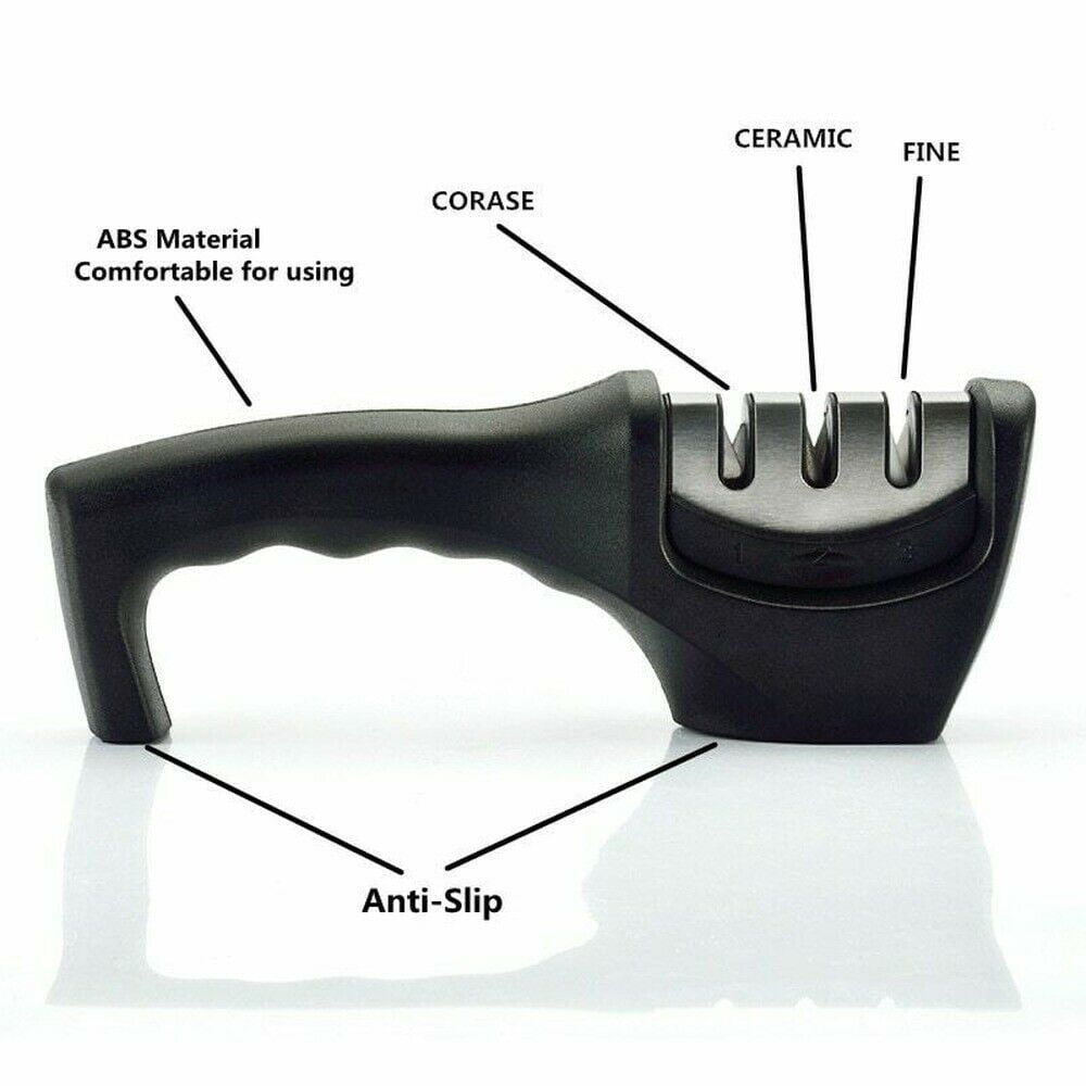 HUBERT® Black ABS Plastic Dual-Action Handheld Knife Sharpener