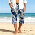 thumbnail image 3 of Mens Swim Trunks Men's Casual Resort Hawaiian Print Drawstring Cropped Capri Pants Summer Beach Swim Trunks with Elastic Waist Quick-Dry Shorts for Vacation Travel Royal Blue S, 3 of 9