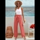 thumbnail image 5 of Pantalones de Salón de Pierna para Mujer, Color Rojo Coral, Talla L, 5 of 8