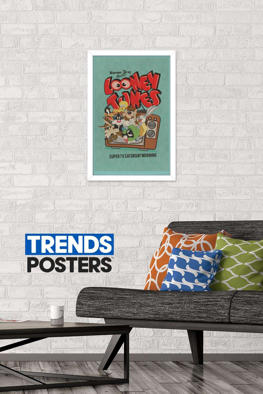 Looney Tunes - Group - Super TV Saturday Morning Wall Poster, 14.725" x 22.375", Framed