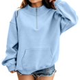 thumbnail image 3 of Abcomgle Girls Half Zip Sweatshirt 7-8 Oversized Long Sleeve Pullovers for Teen Girls Cute Fashion Fleece Pullover Sweatshirt with Pockets, 3 of 6