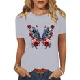 thumbnail image 2 of successthop Independence Day Tops Women Floral Plus Size Patriotic T Shirt Holiday Shirts Crewneck Short Sleeve Clothes, 2 of 8