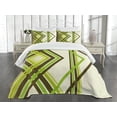 thumbnail image 3 of Ambesonne Geometric Quilted Bedspread Set 3 Pcs, Trippy Diamond Shapes, Queen Size, Lime Green Army Green, 3 of 5