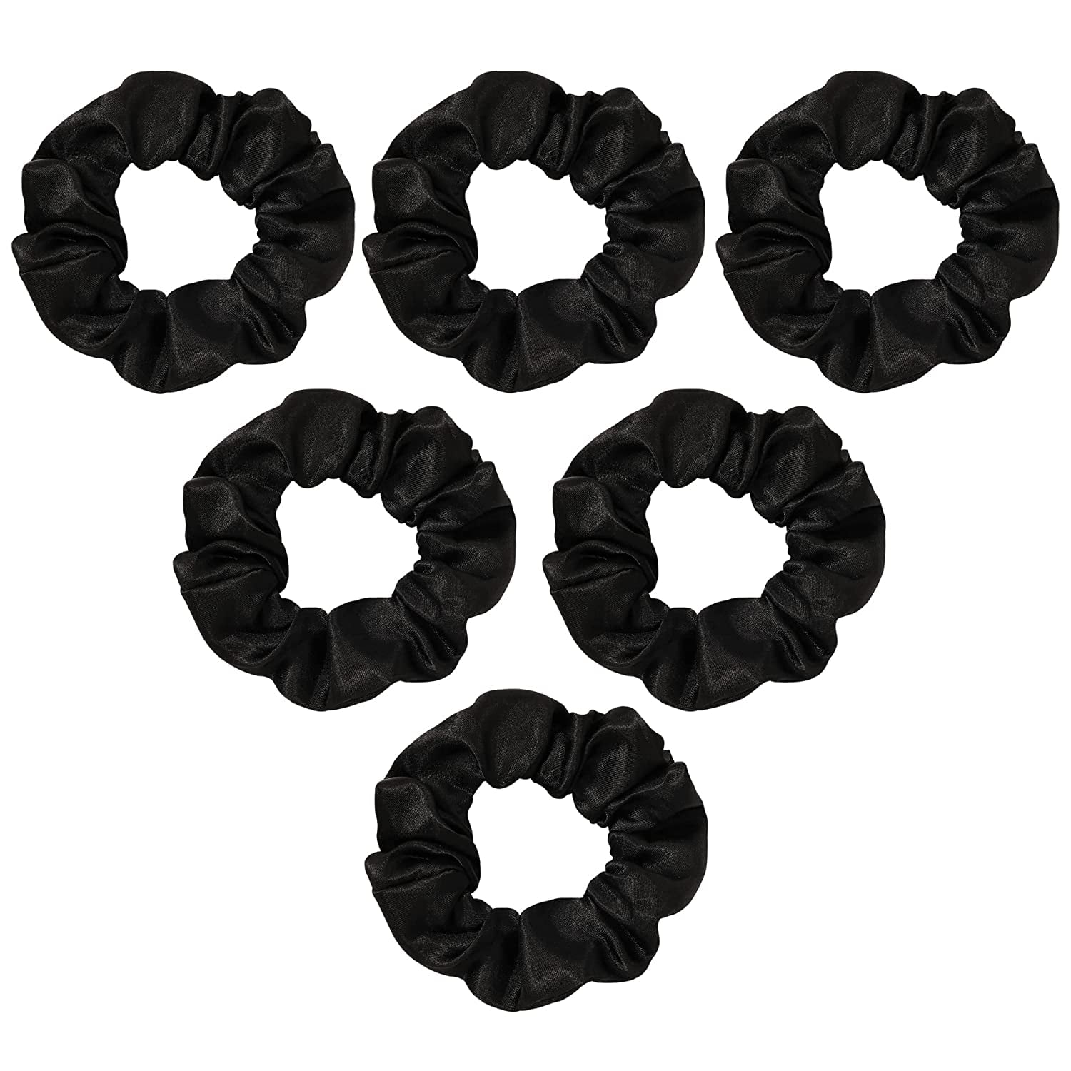 6 Pack Hair Scrunchies Black Satin Silk Scrunchies for Women Cute