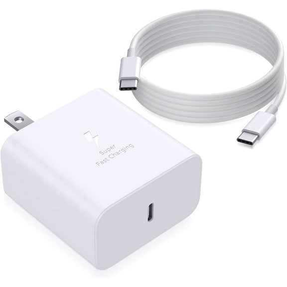 45W Type C Charger Fast Charging, Excgood USB C Wall Charger with 6ft USB C to USB C Cable Compatible with Galaxy S23 Ultra S22  S21 S20 Note10 Tab S8 S7 FE - White
