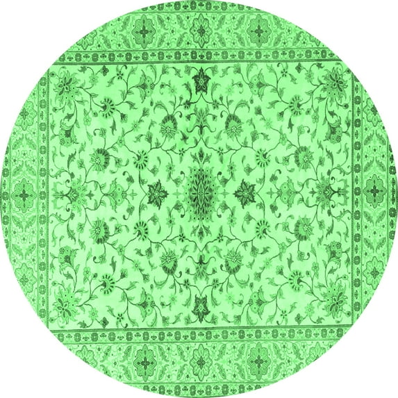 Ahgly Company Indoor Round Persian Emerald Green Traditional Area Rugs, 4' Round
