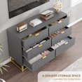 thumbnail image 7 of EastVita 47.2 inch Wide Modern 6 Drawer Dresser Wide Chest with Gold Metal Legs and Handles Wood Storage Organizer for Bedroom Living Room Hallway Grey, 7 of 7