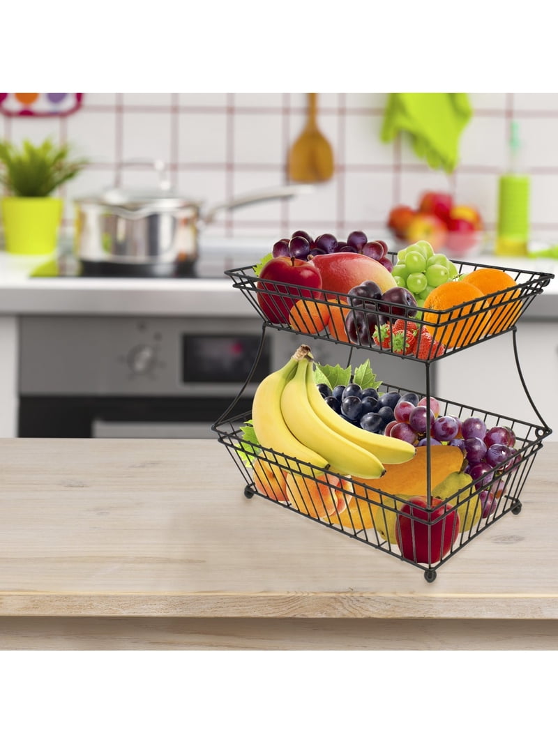 Sorbus 2-Tier Metal Breadbasket, Great for Bread, Fruit