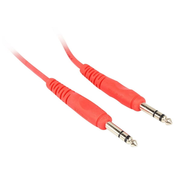 Rockville RCTR110R 10' 1/4'' TRS to 1/4'' TRS Cable, Red, 100% Copper