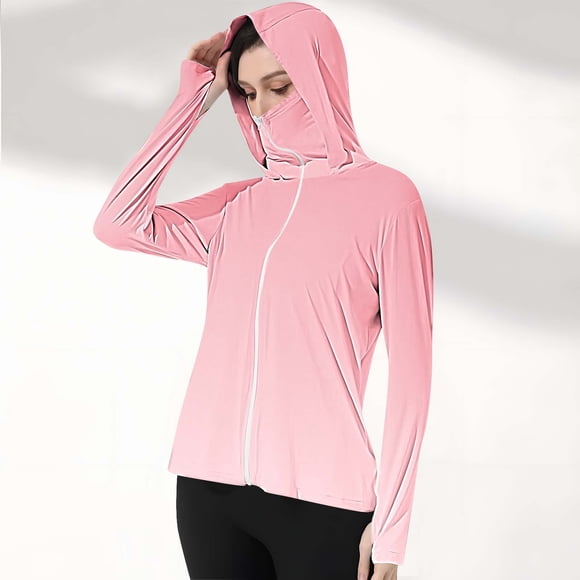 Meichang Women's UPF 50+ Lightweight Jacket Sun Protection Full Zip Long Sleeve Sun Hoodie Jackets Summer Gradient Outdoor Running Hiking Casual Jackets Sun Protection Shirt
