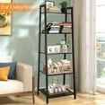 thumbnail image 2 of Fionafurn 5 Tier Ladder Shelf Bookshelf Open Storage Rack with Metal Frame，for Home Office,Black panel, 2 of 8