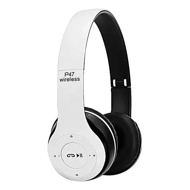 Audifono Diadema P47 Bluetooth Aux Sd Card Manos Libres Color Blanco