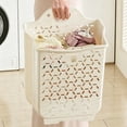 thumbnail image 5 of Wall Mounted Laundry Basket, Large Capacity Foldable Laundry Hamper for Bathroom, Space Saving Dirty Clothes Storage Bin, Beige, 5 of 6