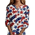 thumbnail image 7 of IYYVV 3/4 Length Sleeve Womens Tops 4th of July Button Down Shirts for Women Summer Top 2025 Patriotic Stars Stripes Flag Graphic Tees Deep Red L, 7 of 7