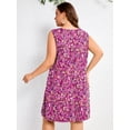 thumbnail image 6 of SHOWMALL Plus Size Sleeveless Summer Dress for Women, Keyhole Cutout Pleated Neck Purple Wildflower Cluster 3X A-Line Dress with Pockets, Soft Casual Sun Dress, 6 of 6