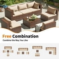 thumbnail image 4 of Techmilly Patio Furniture Sets, Modular Rattan Outdoor Patio Sectional Furniture Sofa Set, Wicker Patio Conversation Set for Backyard,7PCS, 4 of 7