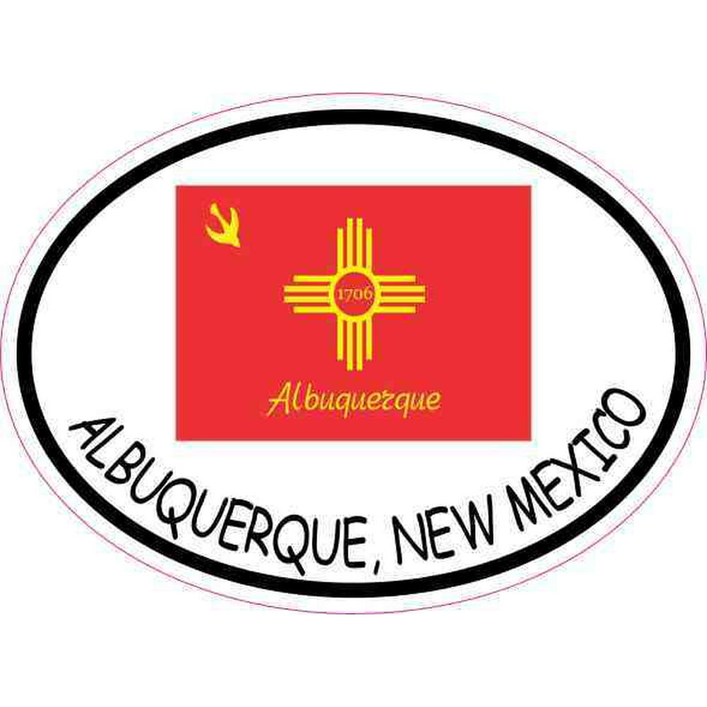 4 x 3 Oval Albuquerque New Mexico Flag Sticker Vinyl Car Luggage