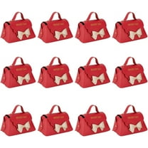 12 Pack Leather Bowknot Gift Boxes with Handle 5.1x2.7x3.15 inch Red PU Leather Mini Handbag Candy Gift Box Reusable Party Favor Candy Boxes