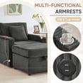 thumbnail image 6 of Muumblus Accent Chair with Storage Ottoman & Side Table, Cozy Lounge Chair with USB, Modern Single Sofa Armchair for Living Room, Gray Corduroy, 6 of 11