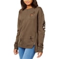 thumbnail image 1 of Joe's Womens Ripped Sweatshirt, Green, X-Small, 1 of 5