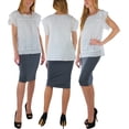 thumbnail image 2 of ToBeInStyle Women's Premium Cotton-Blend Basic Knee Skirt - Ash Grey - S, 2 of 7