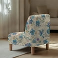 thumbnail image 4 of ZIATUBLES Small Armless Couch Slipcover Soft Accent Chair Cover Stretch Spandex Slipper Chair Slipcover Machine Washable Soft Furniture Protector Cover Decor, Retro Hummingbird Flower Blue, 4 of 7