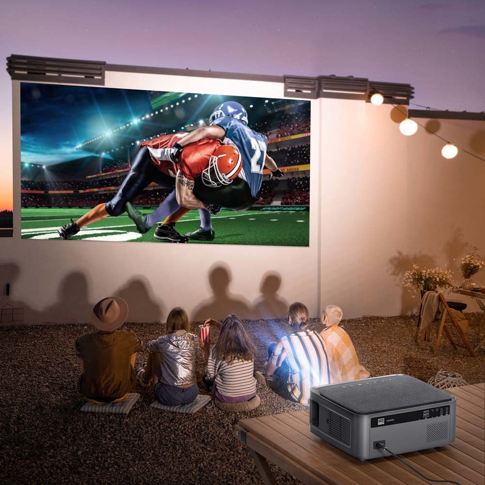 Yaber - Buffalo U6 5G Wi-Fi Smart Gaming Portable Projector,1080P, High Color Quality Beamer Wireless Cast, Screen Mirroring, 4-Point Keystone Correction - Dark Gray