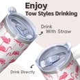 thumbnail image 4 of Flamingo Lover Tumbler with Handle 20OZ Insulated Coffee Cup Gifts for Women Suitable for Birthday Christmas Occasions Daily Hydration Travel Picnics, 4 of 6