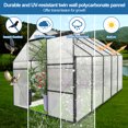 thumbnail image 5 of 6x10FT Polycarbonate Greenhouse with Adjustable Roof and Drainage System, Anchor Aluminum Heavy Duty Walk-in Greenhouse with Sliding Door and Galvanized Base, Portable Green House in all Season, Black, 5 of 9