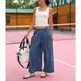 thumbnail image 7 of Women's Pants Fashion Casual Pants For Women Loose Wide Leg Track Pockets Elastic Waist Hiking, 7 of 7