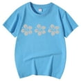 thumbnail image 4 of PMVFHDE T-Shirts pour Filles T-Shirts pour Filles T-Shirts Graphiques Tendance pour Filles T-Shirts Graphiques pour Filles T-Shirts Imprimés à Col Rond Manches Courtes pour Filles t-Shirt Bleu, 3-4 Ans, 4 of 5