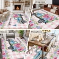 thumbnail image 6 of Spring Area Rugs Collection 6'x9', Truck Botanical Rose Leaves Butterfly Pink Lattice Non Slip Indoor Rectangle Throw Runner Rug Floor Mat Carpet for Living Room Dining Table Bedroom Nursery, 6 of 9