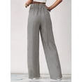 thumbnail image 5 of Women'S Striped Wide Leg Lounge Pants Knot Front High Waisted Baggy Pants Trousers Streetwear Black & White XL, 5 of 8