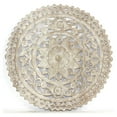thumbnail image 1 of Strata Furniture 24x24" Round Traditional Wood Lotus Panel in Sand Washed Beige, 1 of 5
